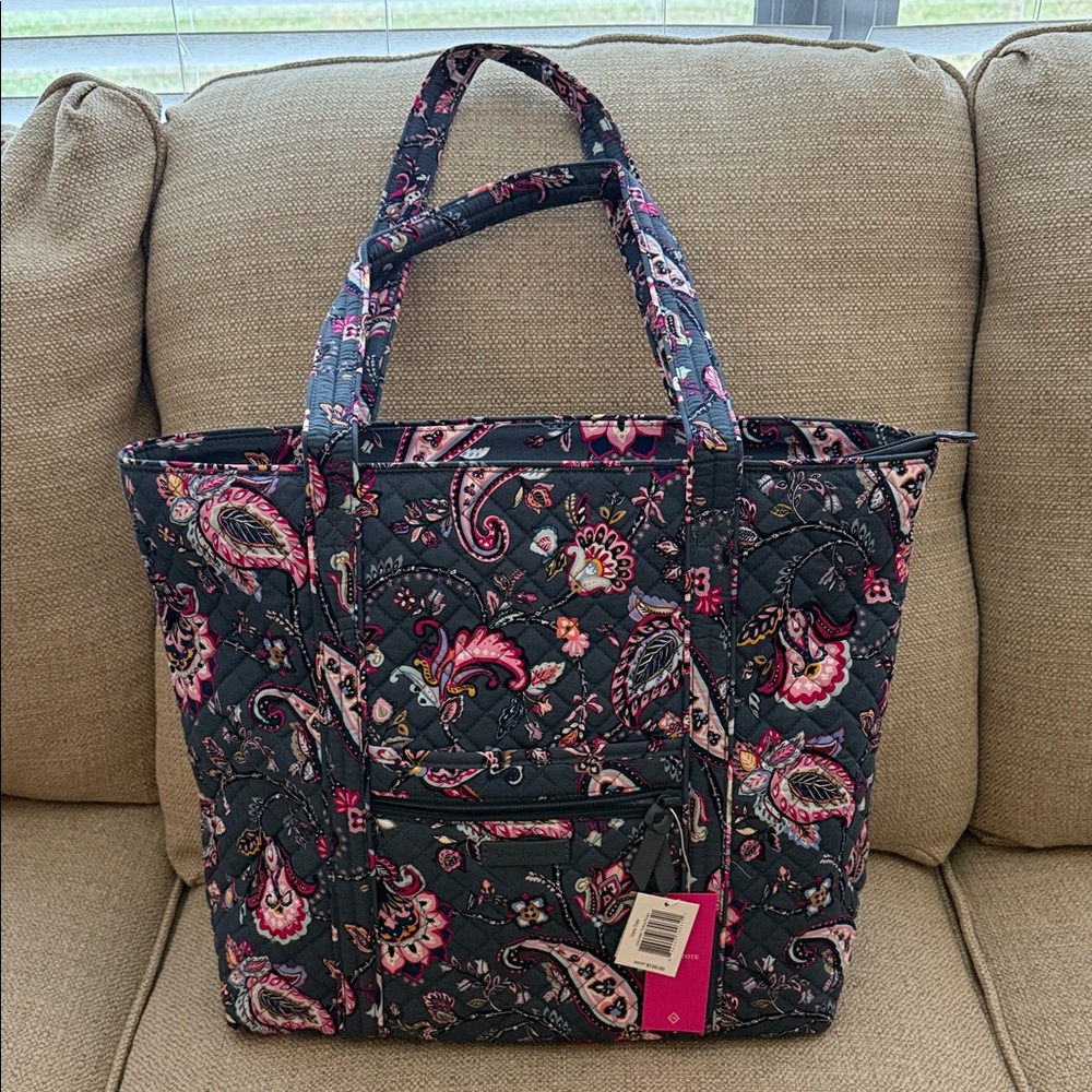 Vera Bradley Paisley Quilted Tote in Pink and Gray #26